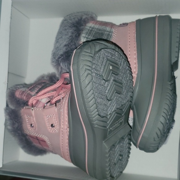 London Fog shoes girls size 6M Lil Tottenham pink / grey boots water res… - Picture 11 of 13